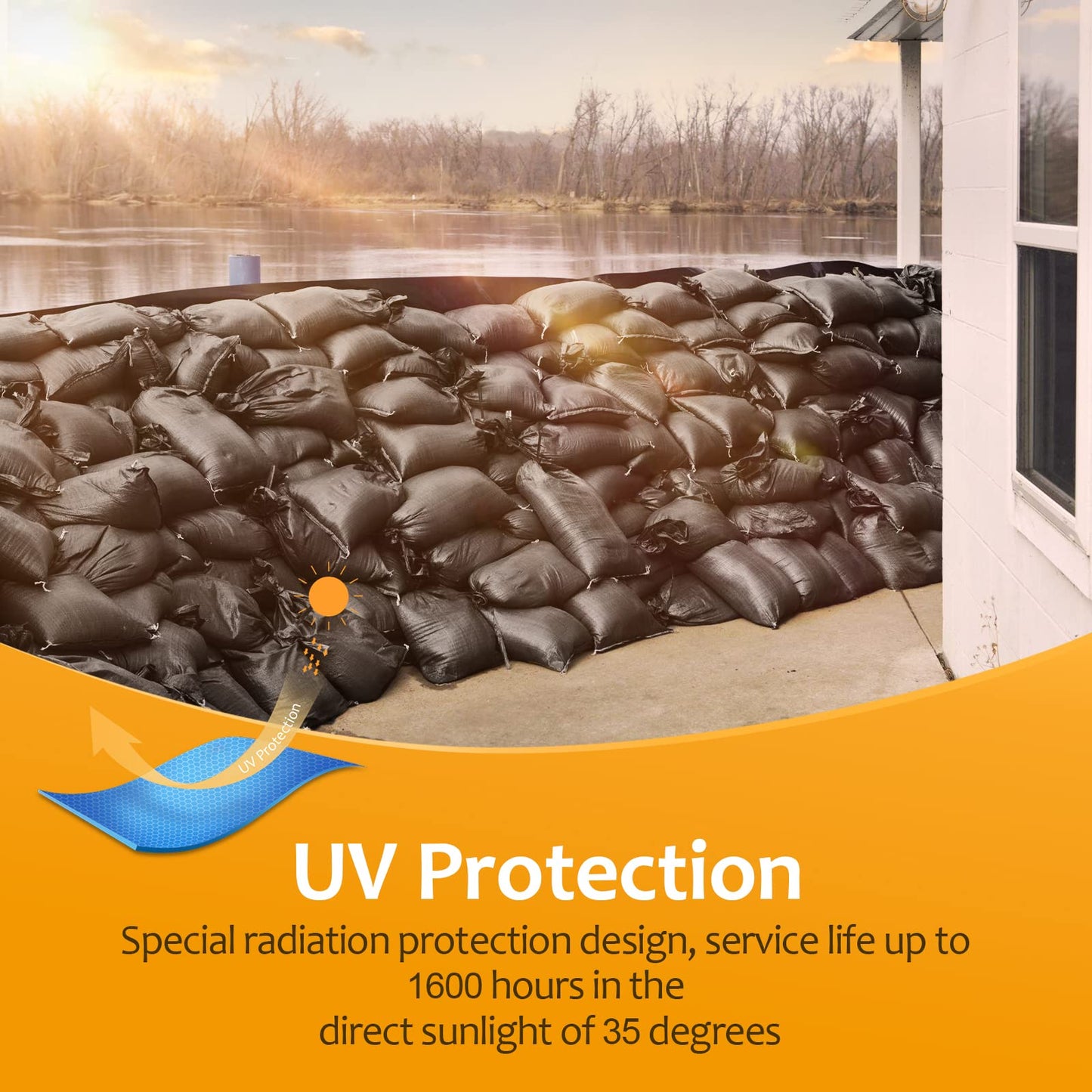ASKIZ Heavy Duty Sand Bags with UV Protection - 16" x 25.5" Ultra Tough Polypropylene Sandbags for Hurricane Flooding (Black 100 Bags)