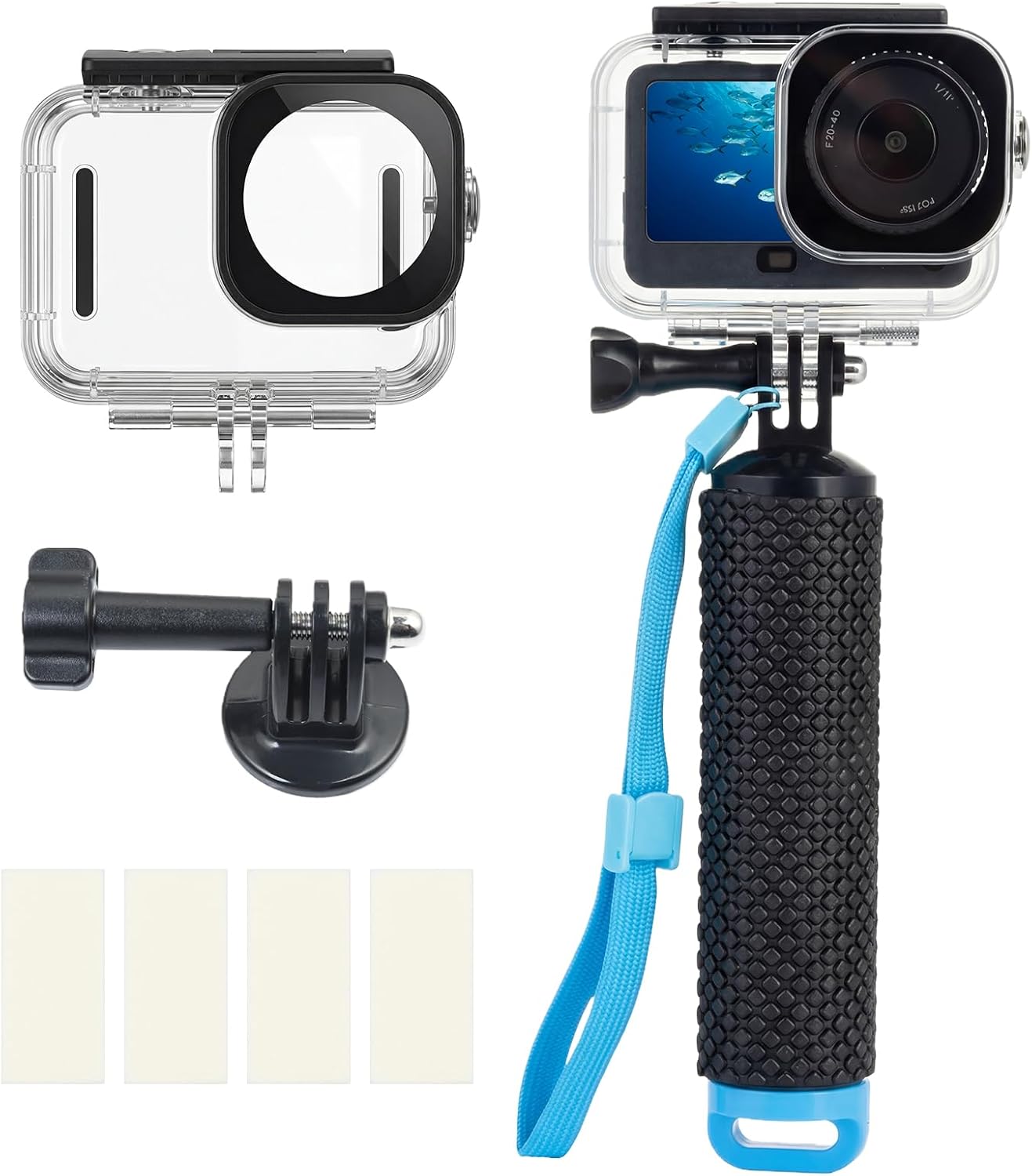 UTEBIT 6 196FT/60M Underwater Waterproof Case for DJI Osmo Action Camera, Protective Diving Housing with Camera Handle
