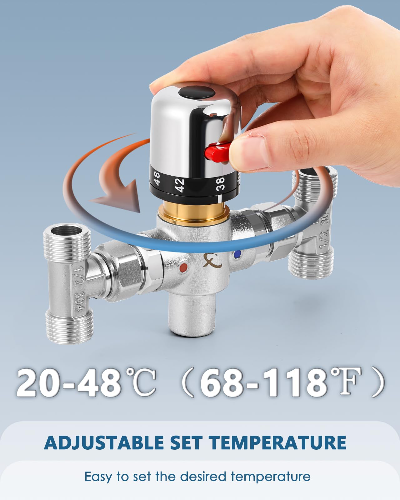 Moonshan Instant Hot Water Recirculating Pump with 304 Stainless Steel Adjustable Bypass Valve Water Recirculating System for Tank Water Heaters (2025 Upgraded)
