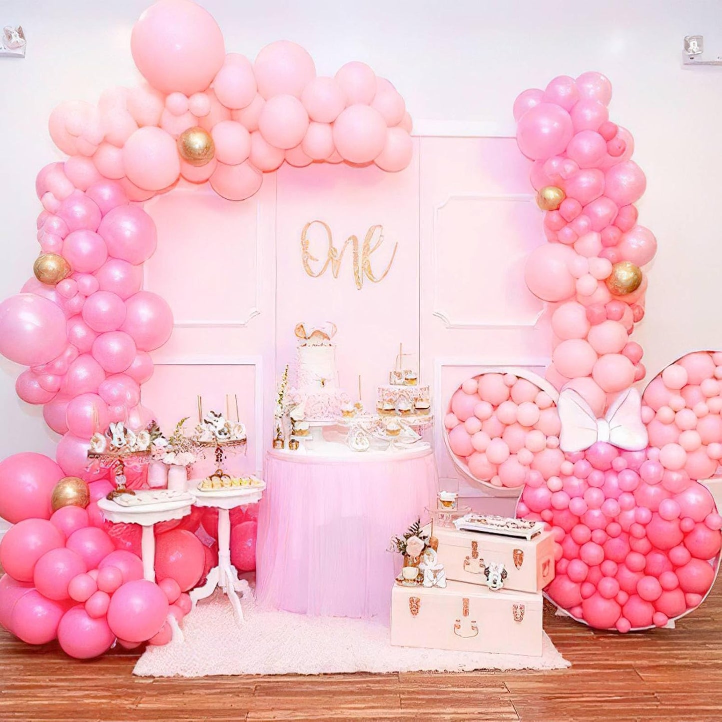PartyWoo Light Pink Balloons - 140-Piece Pastel Balloon Arch Kit for Baby Showers & Birthdays | Various Sizes
