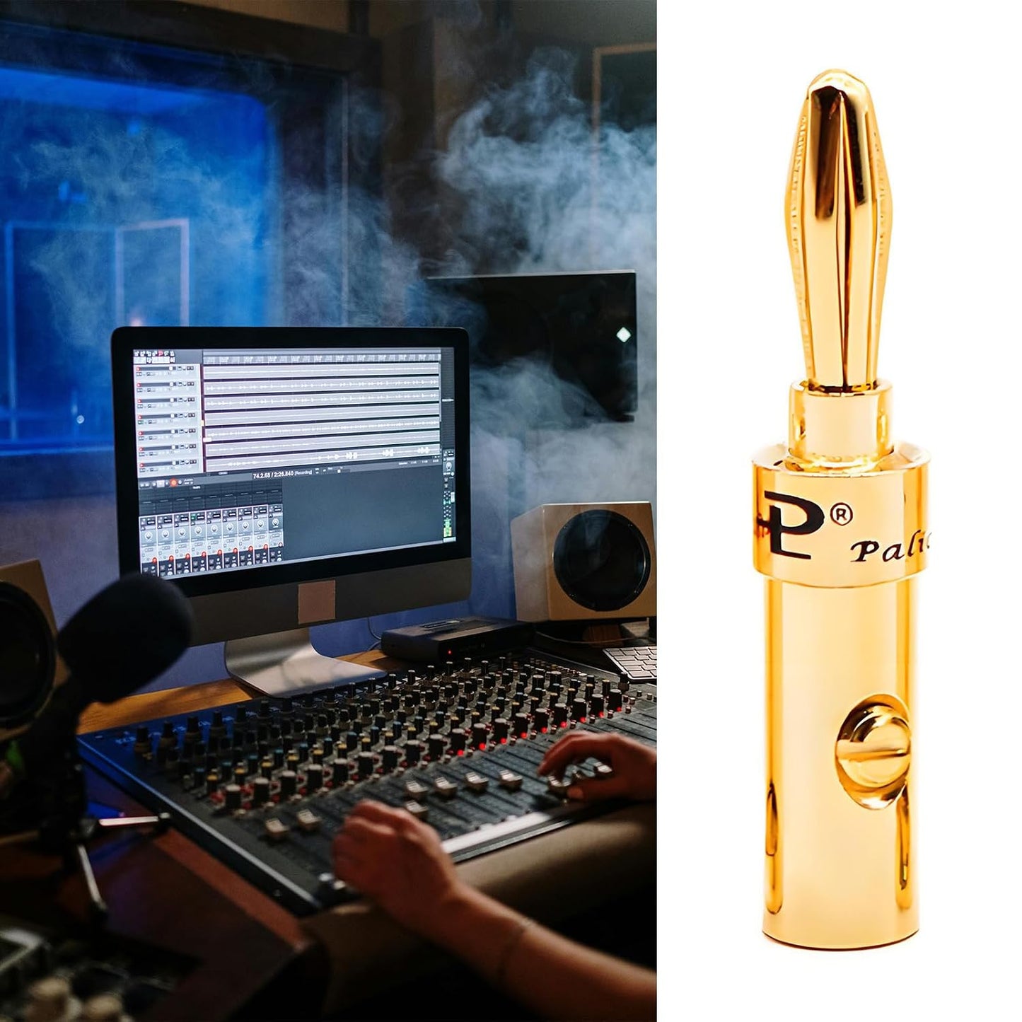 Shinycome 4mm 4mm Banana Connector Loudspeaker Banana Plugs Gold Plated Binding Post Loudspeaker Wire Replacement Sound