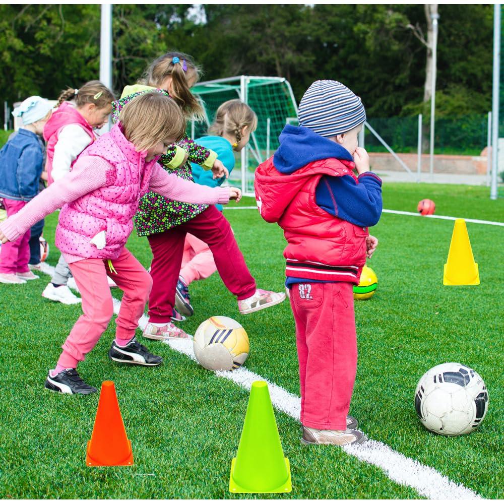 YOQXHY Soccer Cones (7 Inch 25 Pack), Agility Training Sports Cone Plastic with Carry Bag for Football Basketball Drills Field Markers, (Orange)