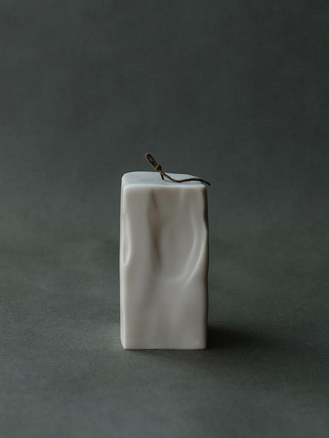 LAWA Raw Block Candle - Beautiful Handmade Pillar Scented Soy Wax Elegant Aesthetic Candle Housewarming Gift Home Room Shelf Decor Idea (Light Beige, Large)