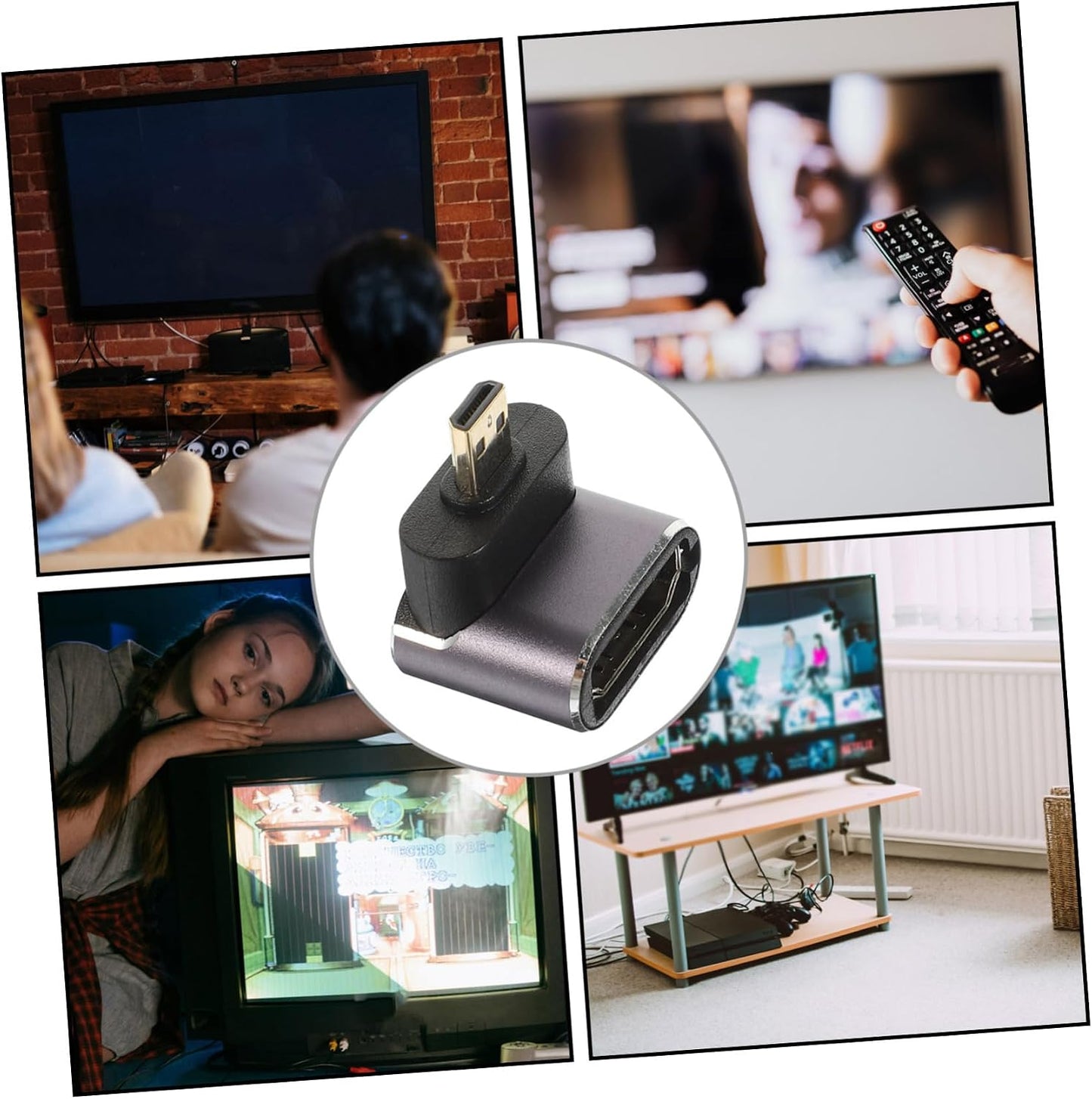 Veemoon Video Connector Adapter for Laptop and Projector Female to Male Angled Converter Space-Saving Design for Signal