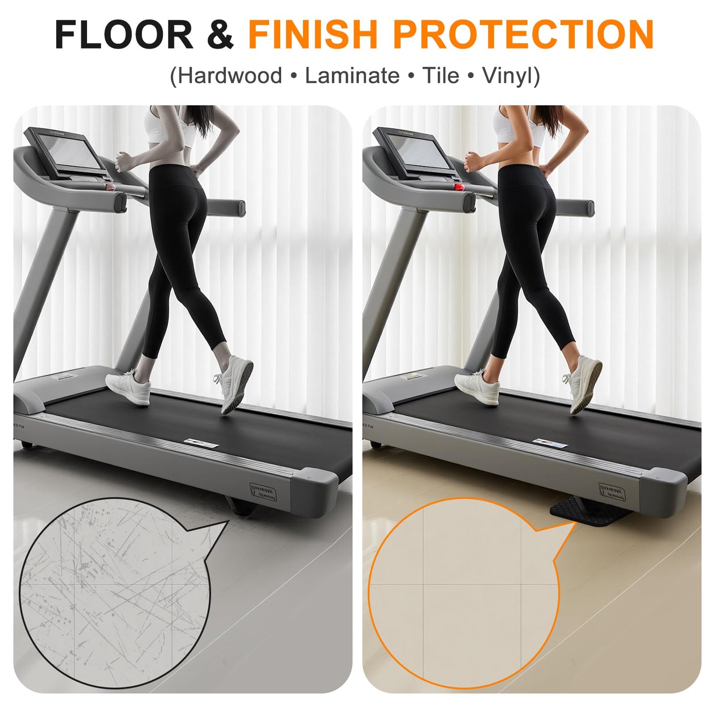 Compact Silicone Treadmill Mat, Non-Slip Shock Absorbing Pad, Floor Protector for Home Gym Equipment, Easy to Clean, Anti-Vibration, Prevents Floor Damage (12, 3.94x3.94x0.2inch)