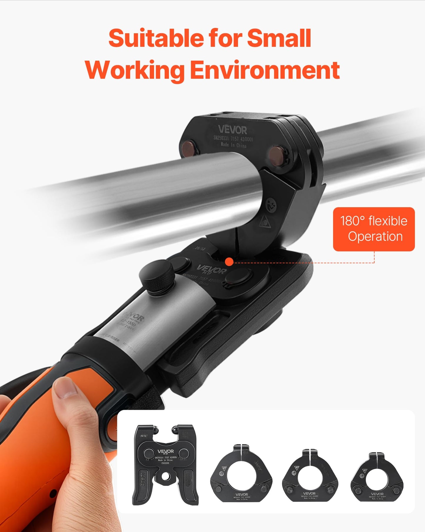 VEVOR 7PCS VMP Pressing Kit 1/2" to 2" - 3PCS Press Jaws, 3PCS Press Rings, 1PCS Actuator - Compatible with Megapress Carbon Steel Pipes, Work with 32KN Standard Press Tools - with Case