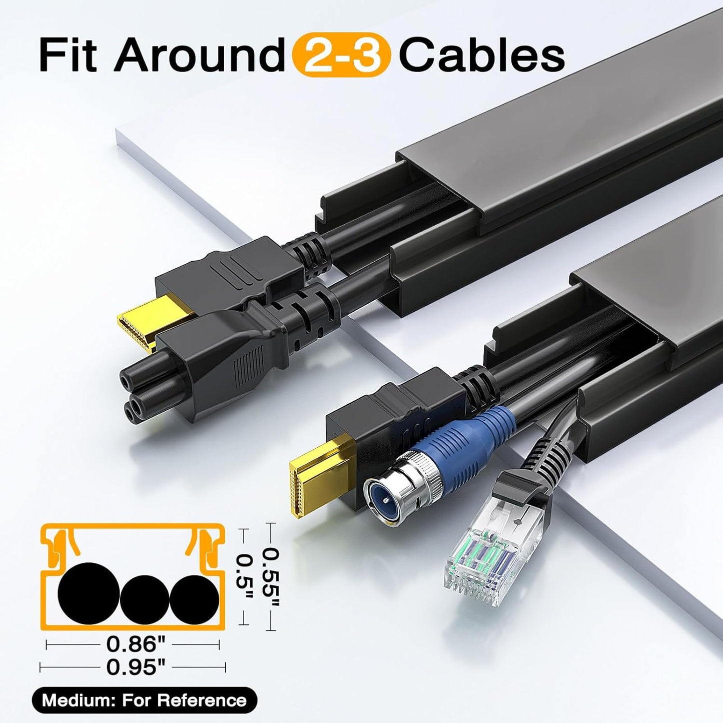 Delamu 157in 10XL15.7 W0.95 H0.55in, Cable Hider, Cord Hider Wall for Wall Mounted TV, Wire Hider Kit, Paintable Cable