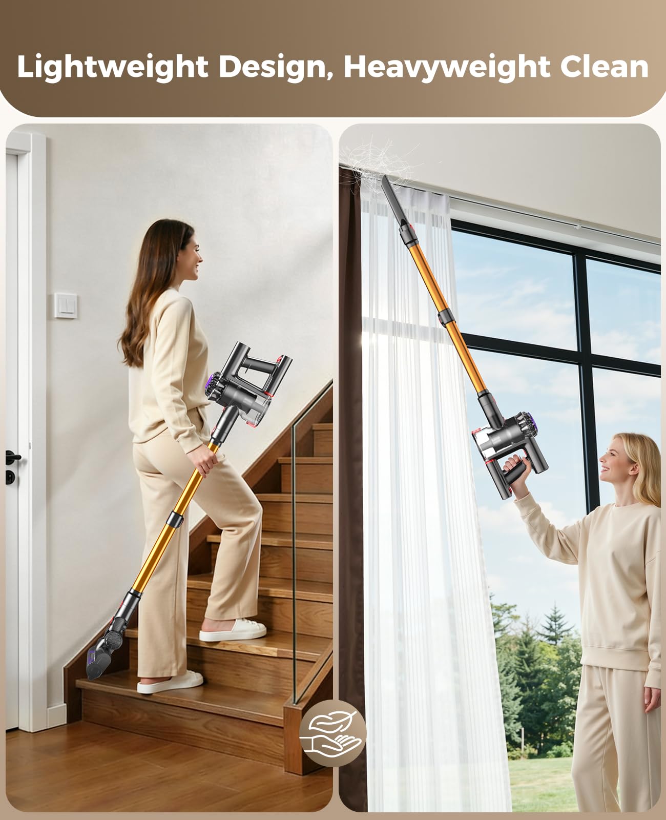 SVHT Cordless Vacuum Cleaner, 450W 40KPA Vacuum Cleaners for Home, 45 Mins Lightweight Stick Vacuum Cordless with LED Display, Rechargeable Battery Vacuum for Carpet,Pet Hair,Hardwood Floor