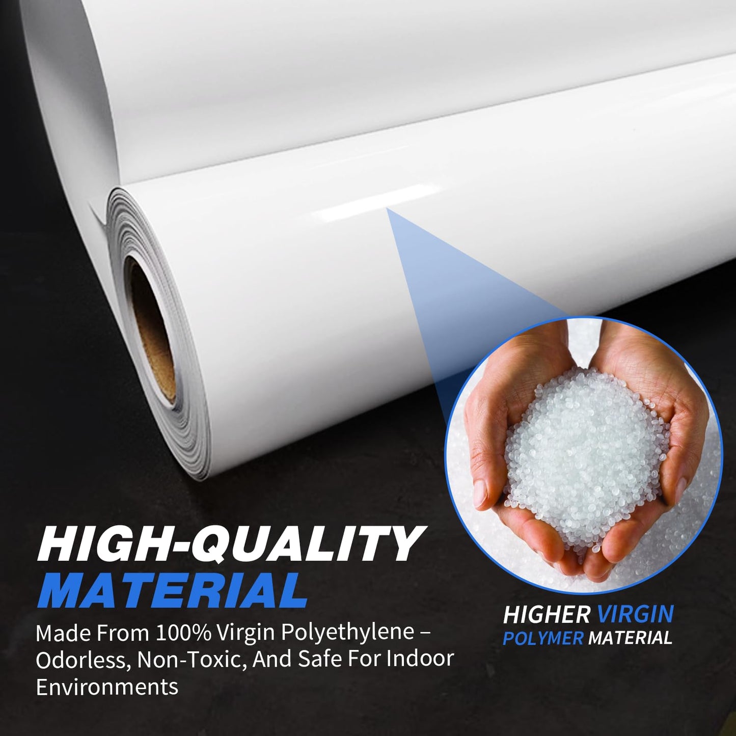 Crawldryer White Plastic Sheeting, 20 Mil 10' x 50', Crawl Space Vapor Barrier, White Vapor Barrier, Plastic Sheeting Heavy Duty, Polyethylene Plastic Rolls for Garden, Crawlspace, Basement, White