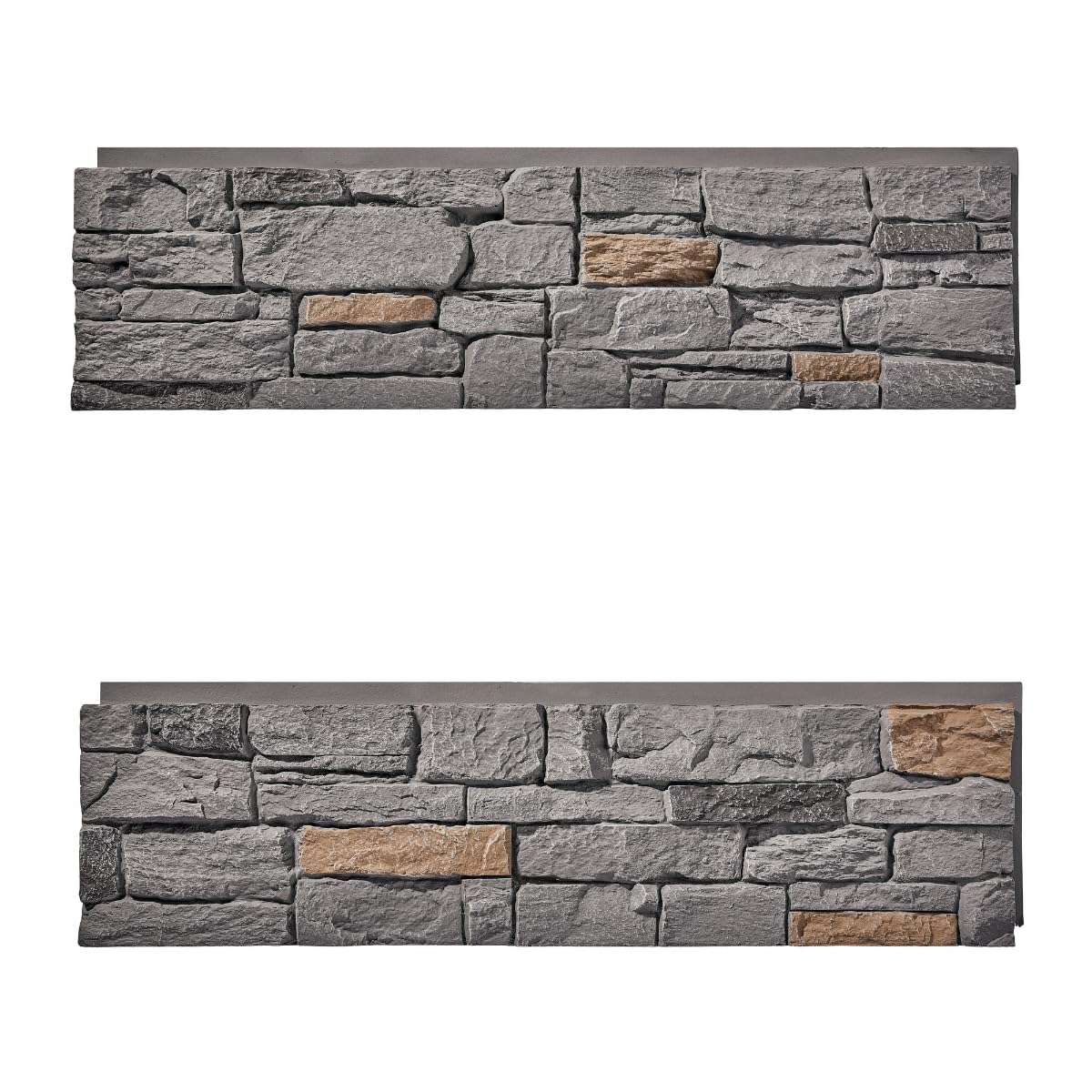 Wallwell 6-Pack Faux Stone Wall Panels (22.5 Sq Ft) PU Stone Veneer Siding, Mortarless 46.25x12.88 Inch Stacked Stone Accent Wall Interior Exterior, DIY Home Improvement,Cedar Gray