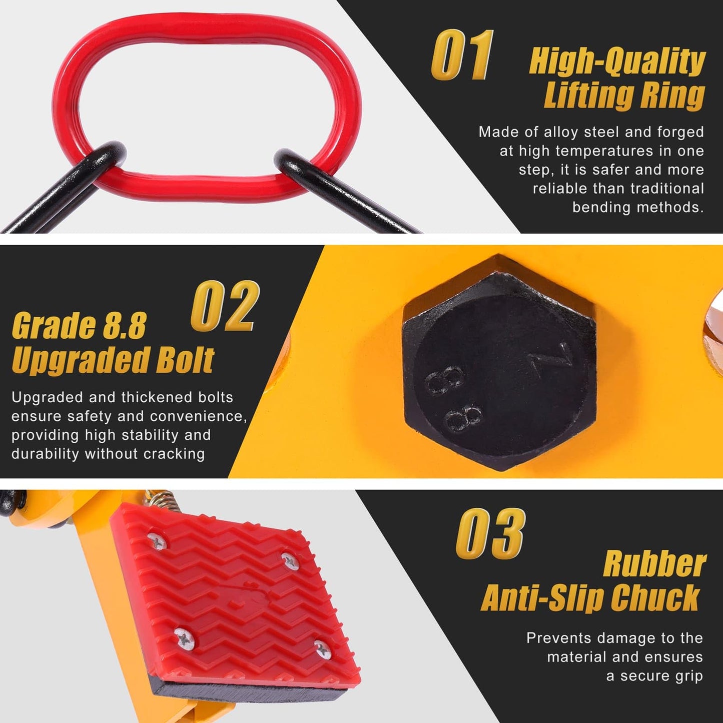 GRYVOZE 770 lbs 2 in 1 Granite Slab Lifting Clamp, 1.6"-7.1" X Shaped Heavy Duty Stone Lifter Equipment with Handle, Marble Carrying Clamps Tongs, also Suitable for Concrete and Curbstones