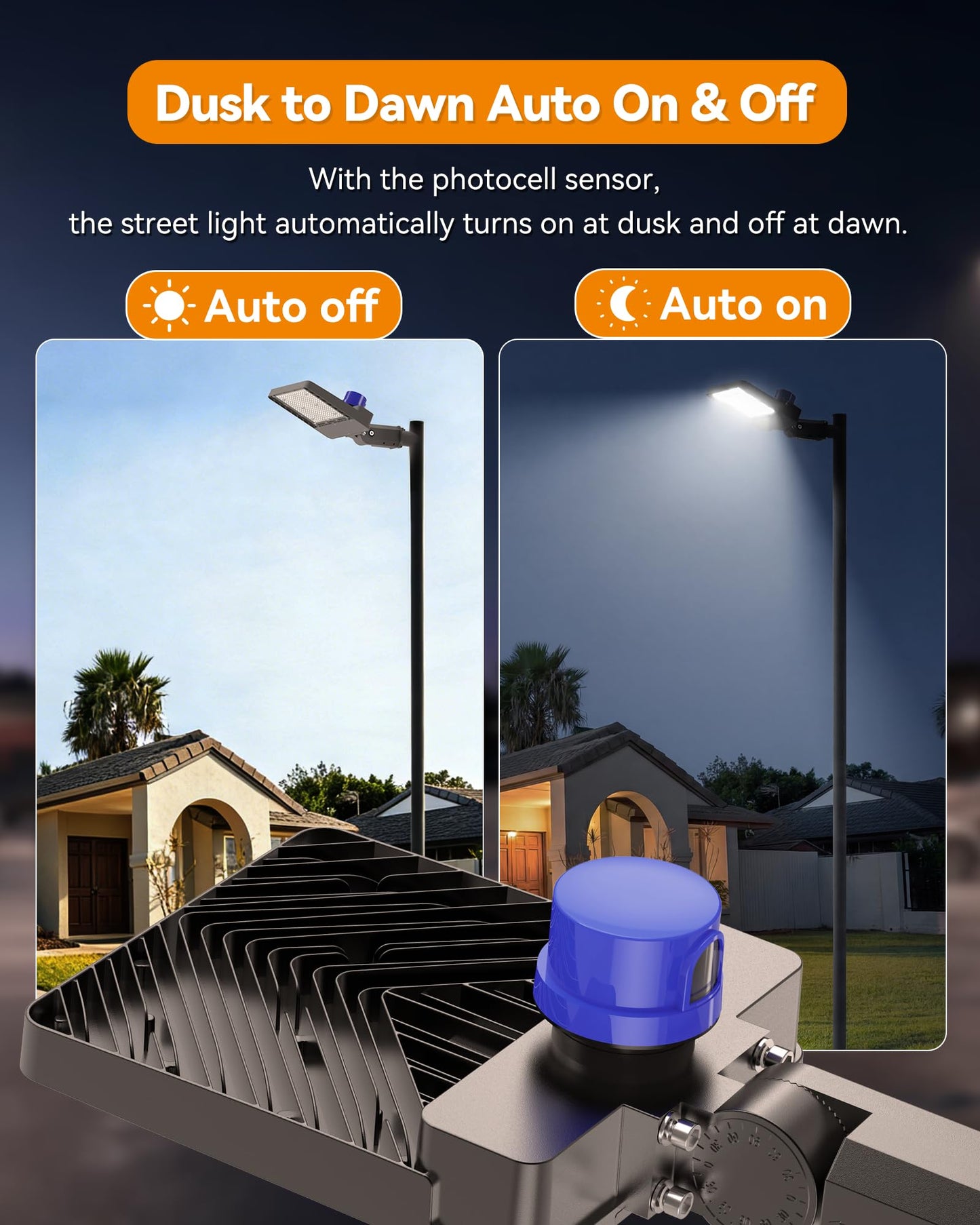 300W LED Parking Lot Lights 75000LM Street Light, 6000K Dusk to Dawn Outdoor Lights Commercial Area Lighting for Parking Lot Street Roadways Driveways Warehouse Factory 13 Years Lifespan, 2 Pack