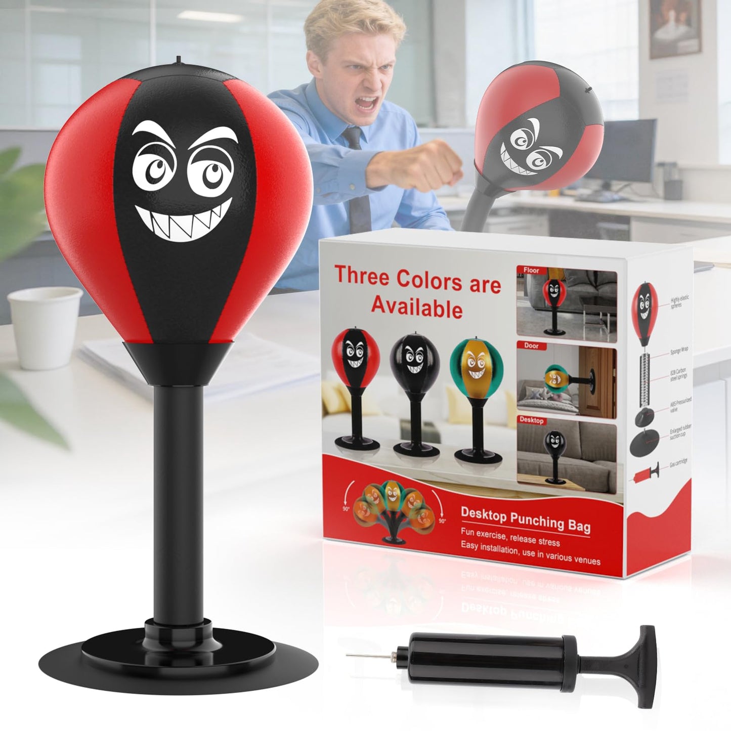 Desktop Punching Bag with Suction Cup - Stress Relief Toy for Office Desk, Heavy Duty Boxing Ball for Adults and Kids, Fun Gift for Coworkers & Friends