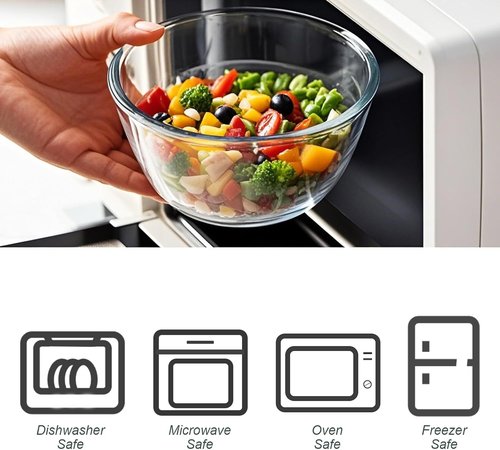 MCIRCO Glass Mixing Bowls Set - 4 Nesting Bowls with Lids for Meal Prep & Food Storage | BPA-Free, 0.8-4.8 Qt