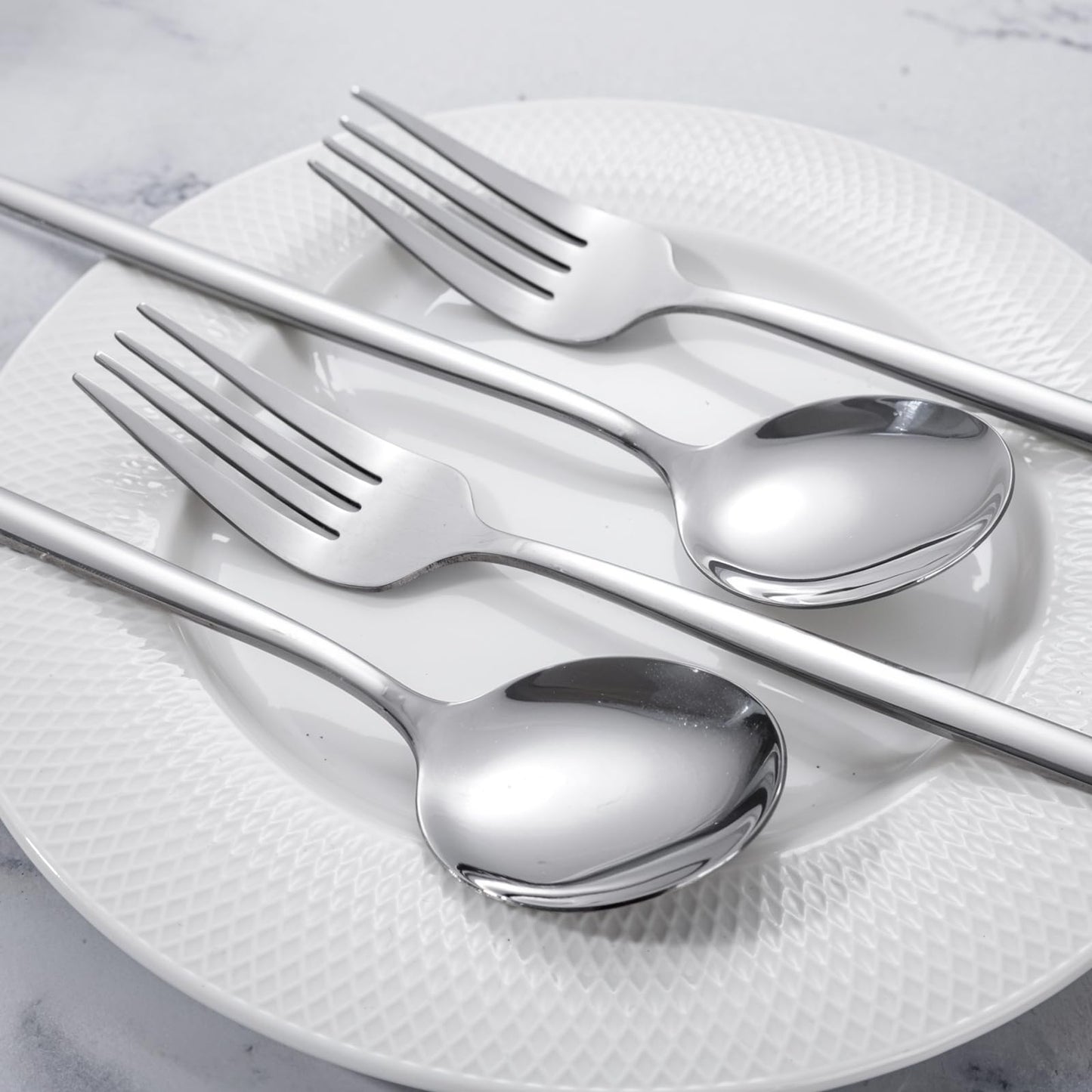 NOCCUR 20-Piece Stainless Steel Spoons and Forks Silverware Set for 10 - Forks and Spoons Utensils Set - Mirror Polished for Home&Party