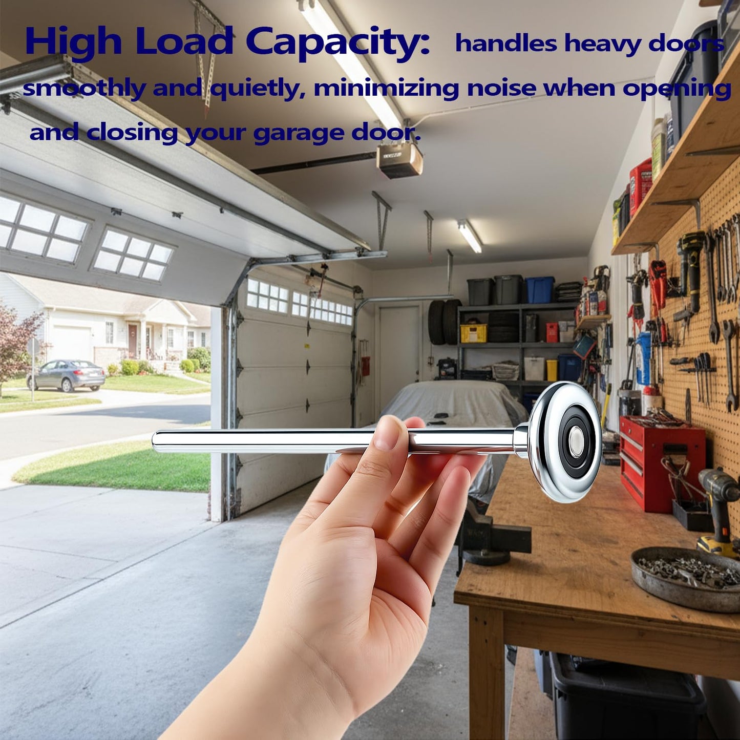 Mindoub 20-Pack 9" Long Stem Steel Garage Door Rollers Bulk - Commercial Grade Heavy Duty Replacement for 2" Track - Quiet 10-Ball Precision Bearings, Anti-Shake & High Load Capacity