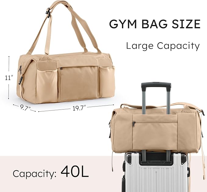 Gym Bag for Men with Shoes Compartment and Wet Pocket Convertible Duffle Bag and Gym Backpack Waterproof Sports Bag with 2 Bottle Holders Weekender Overnight Bag - Khaki