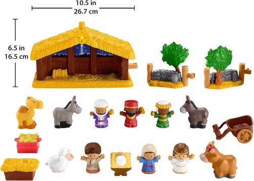 Fisher-Price Little People Nativity Set - Musical & Light-Up Christmas Toy for Kids Ages 1+ | 18 Pieces