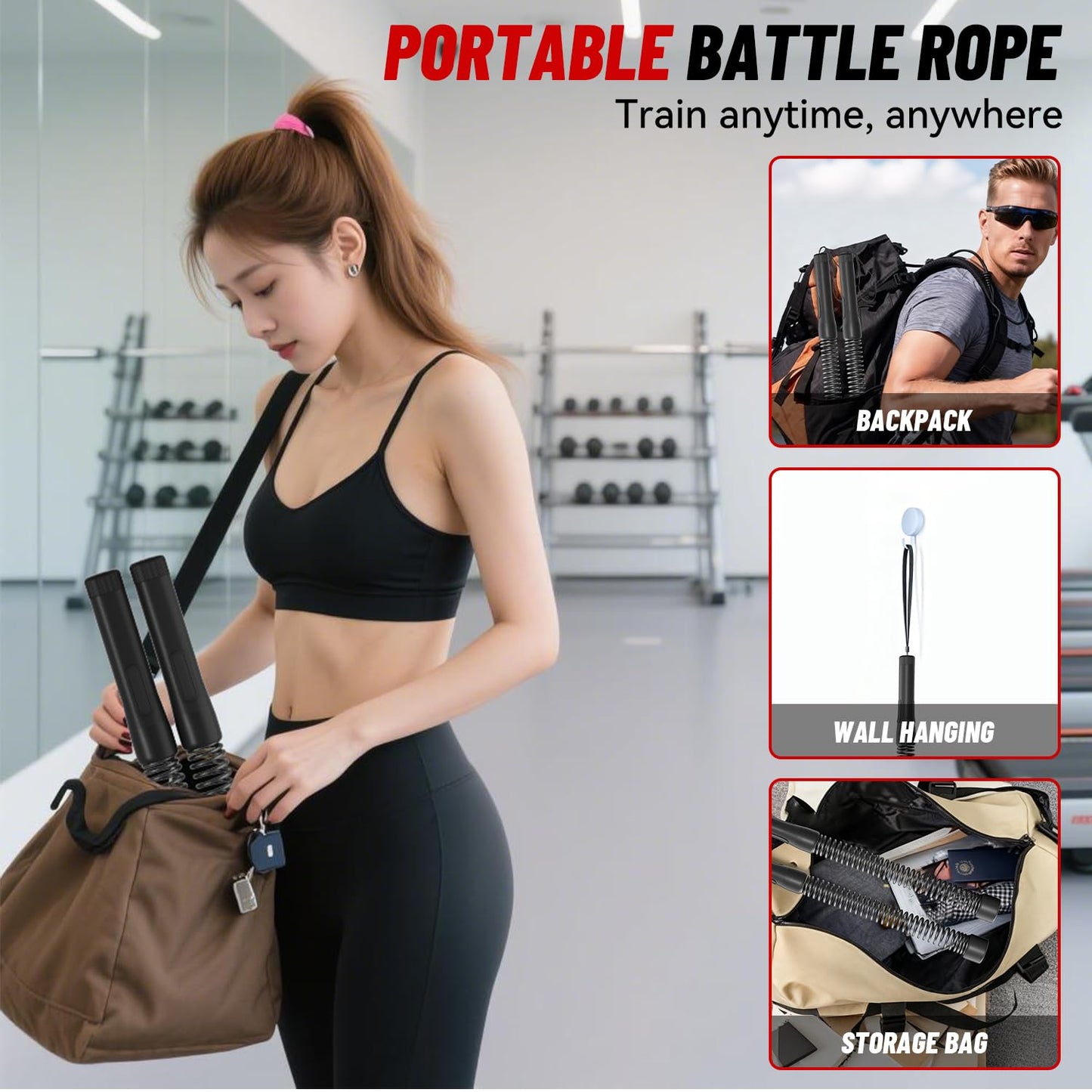 ELLAVA Cordless Ropeless Battle Ropes for Home Gym – Portable Weighted Workout Rope for HIIT, Cardio & Strength Training, Low-Impact Full Body Exercise Equipment for Men & Women