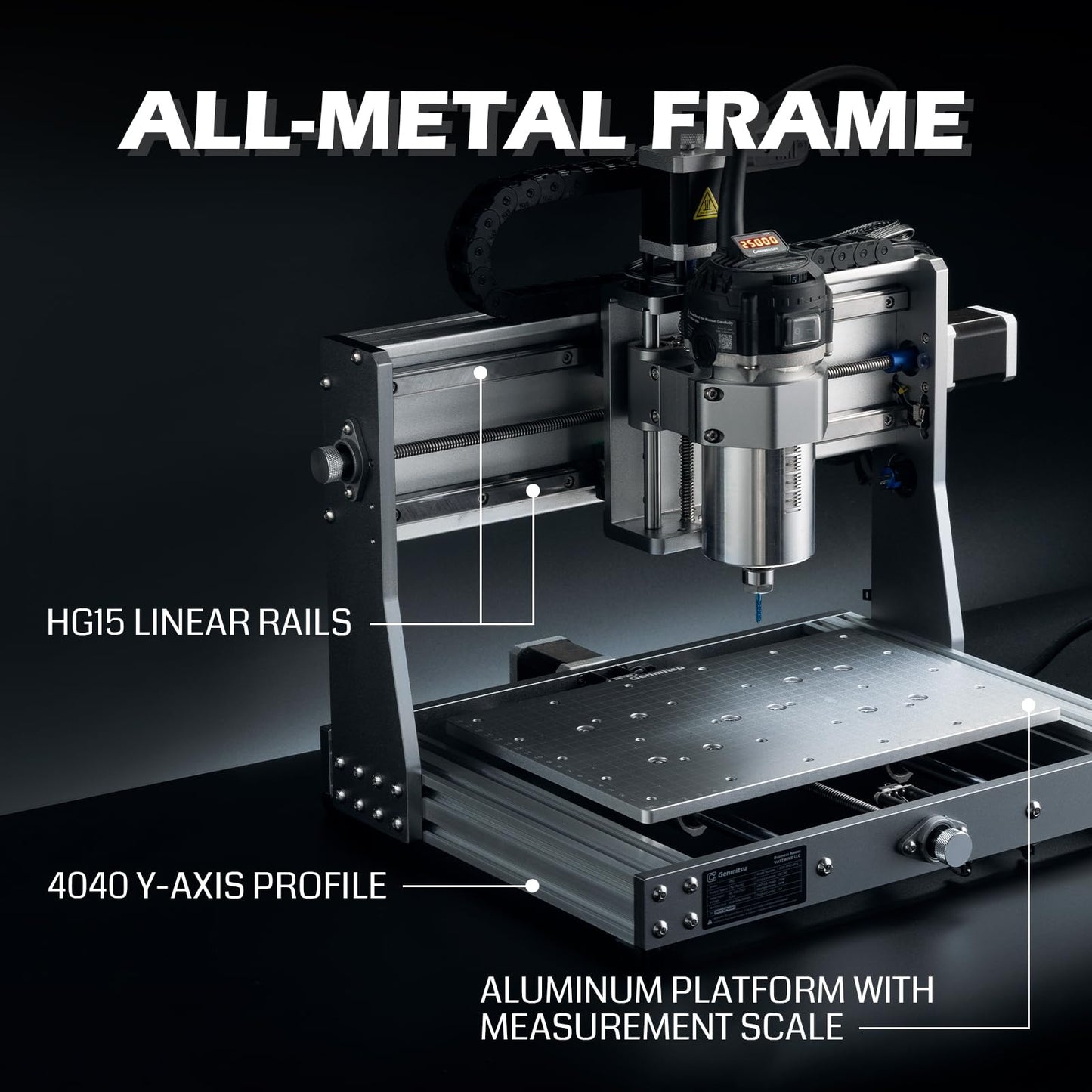 SainSmart Genmitsu 3020-PRO Ultra CNC Router Machine, All-Metal Engraver, Upgraded 710W Spindle for Metal, Wood, Acrylic, PCB, MDF, 60mm Stepper Motor, Work Area 11.8"x8.1"x3.1"