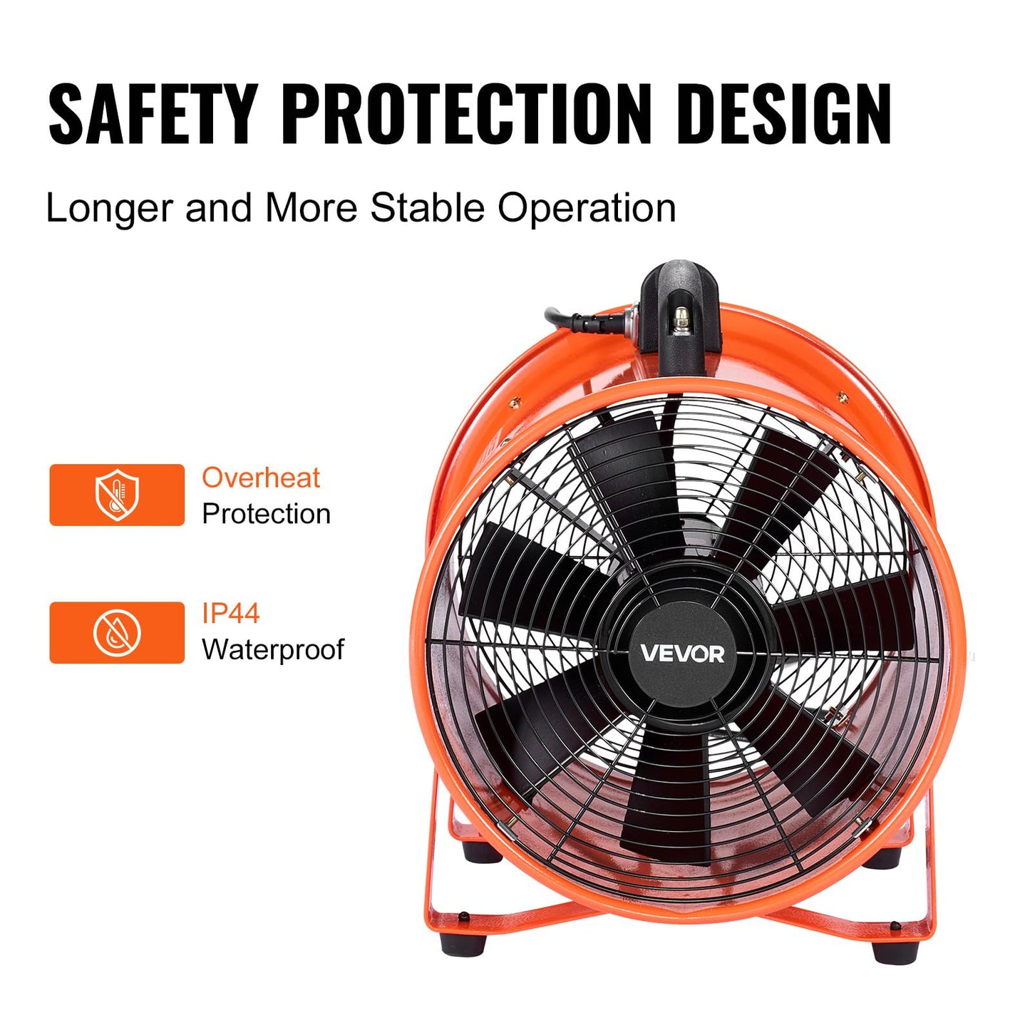 VEVOR Portable Ventilator with Hose, 2 Speed, 12 Inch Utility Blower Exhaust Fan with 16.4ft Flexible Duct, 367W 2894CFM High Velocity Industrial Air Mover for Extraction and Ventilation