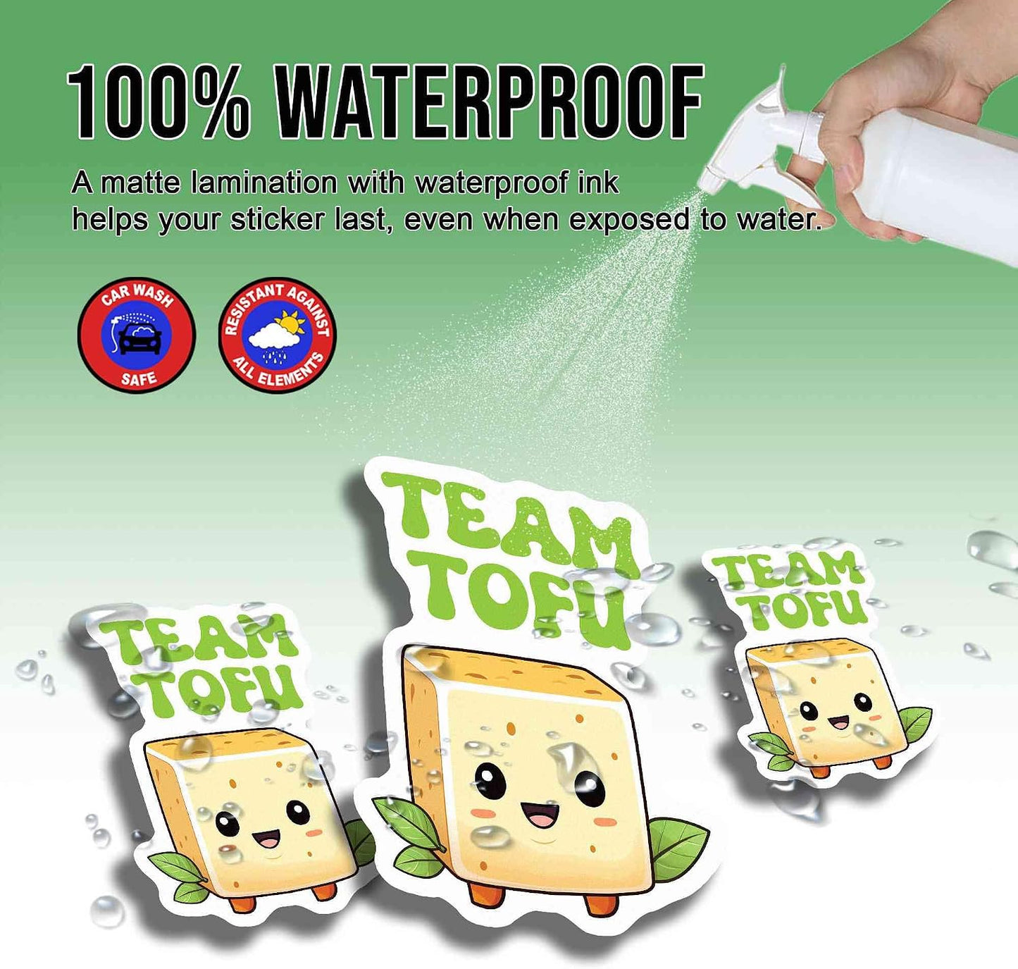 5" Vegan Stickers Veganer Decals Team Tofu Vinyl Stickers, Weather-Resistant Sticker for Water Bottles Laptop Window