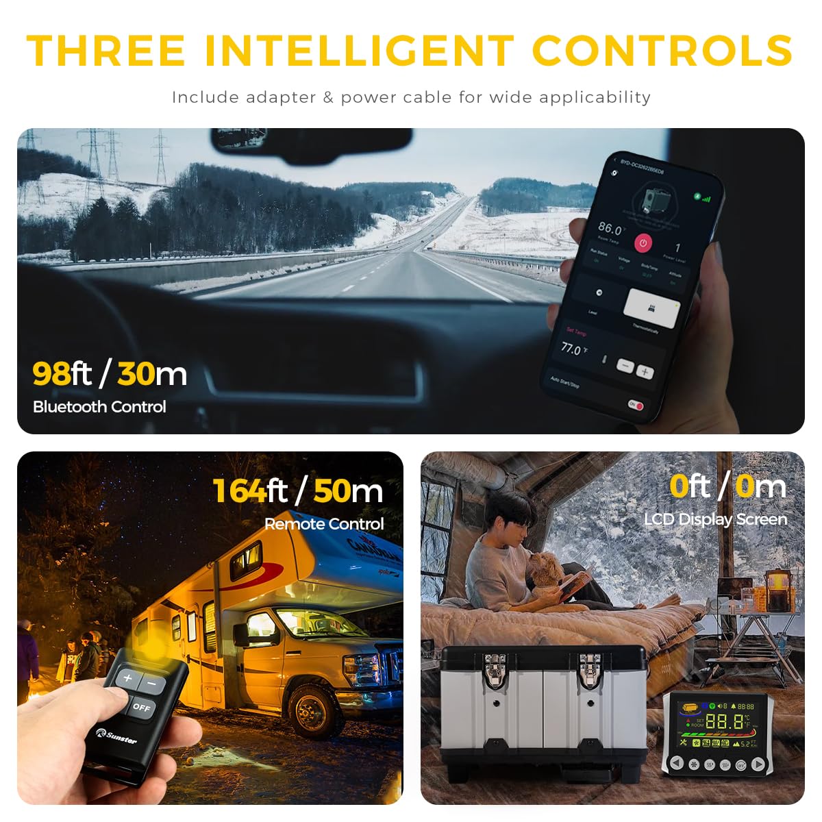 8KW Diesel Air Heater, 110V/12/24V All-in-One Portable Diesel Heater, with APP Control, 5500m Max Altitude Mode, Auto Start-Stop and Wireless Temperature Sensing, for RV Garage Truck Boat Tent