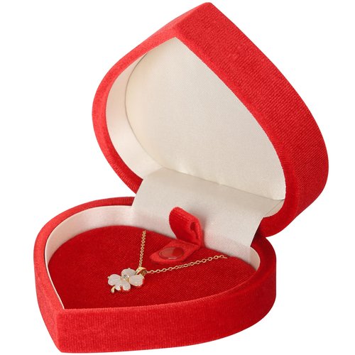 LETURE Heart-Shaped Velvet Pendant Necklace Gift Box, Jewelry Holder Box for Necklace Pendants Eerring Bracelet, Storage Display Case (Red)