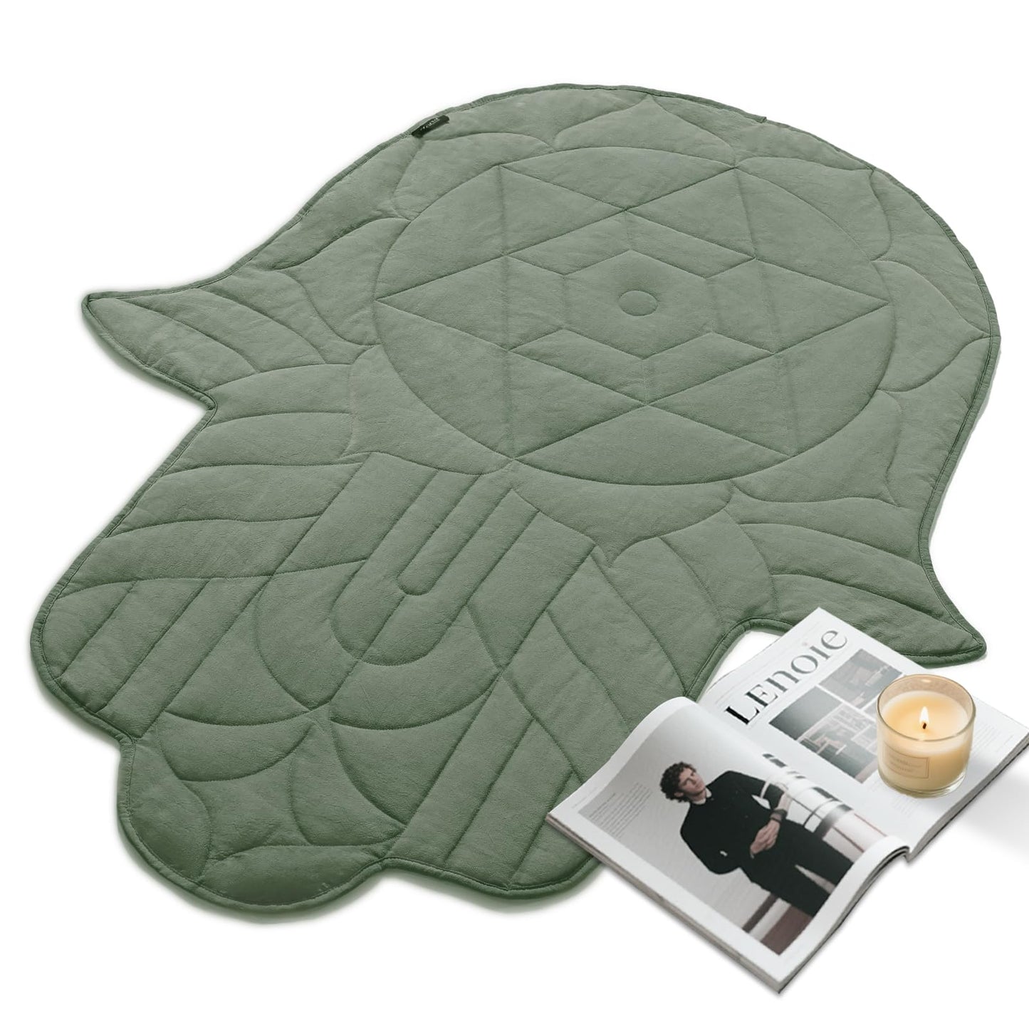 ZonLi Weighted-Lap Blanket 7 lbs 43" x 52" for Yoga,Portable Travel Weighted Blanket for Meditation and Relaxation, Soft Cotton Weighted Blanket for Adults, All-Season Meditation Blanket, Green