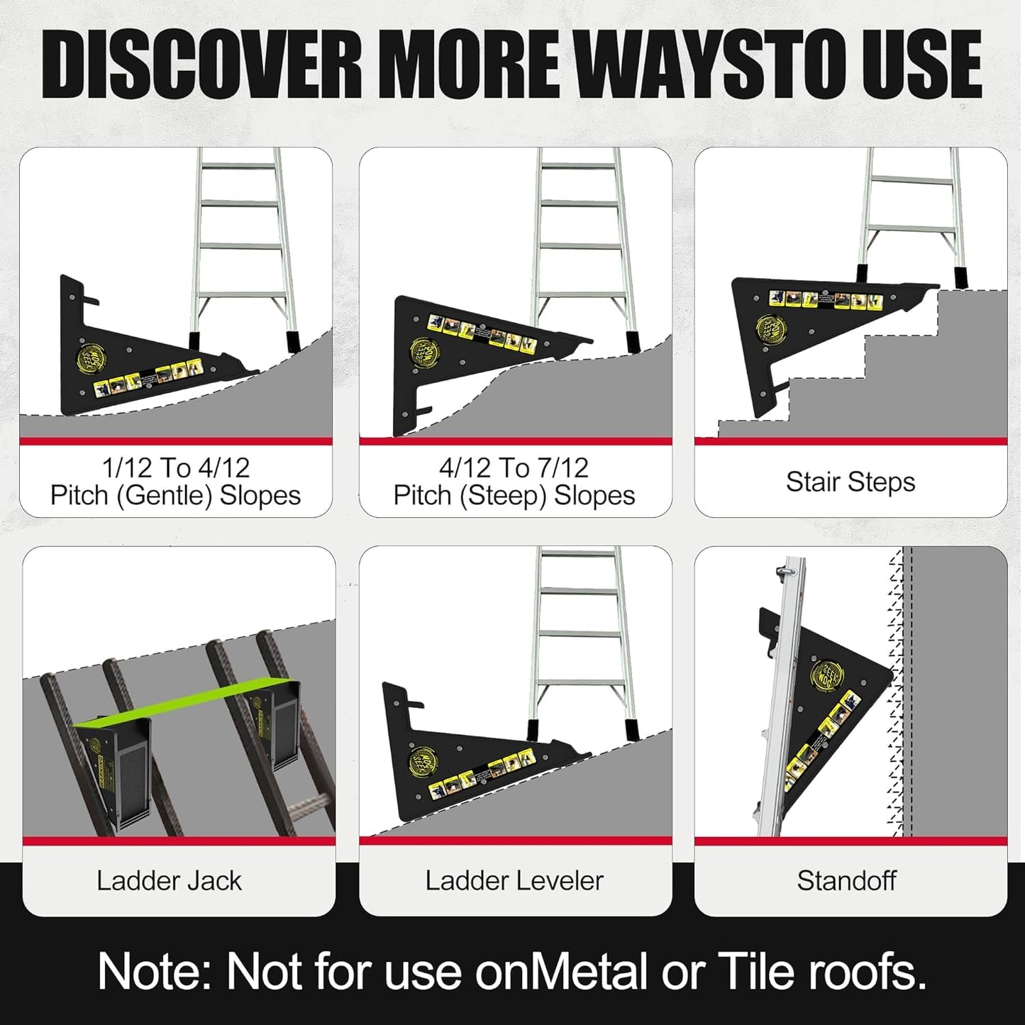 2 Pack Stable Platform Ladder Leveler - Ladder Levelers for Extension Ladders with Storage for Uneven Surfaces