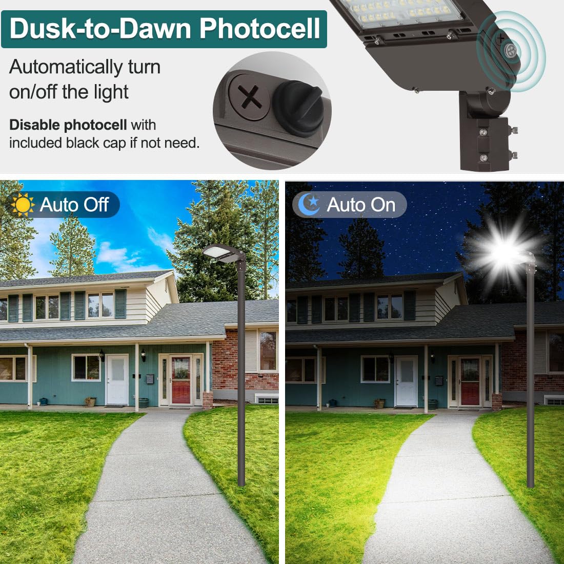 kadision LED Parking Lot Light 150W/100W/75W Adjustable, 22500lm (150lm/W) 5000K 100-277V, Waterproof LED Shoebox Light with Dusk-to-Dawn Photocell, Slip Fitter Mount, ETL Listed (2 Pack)