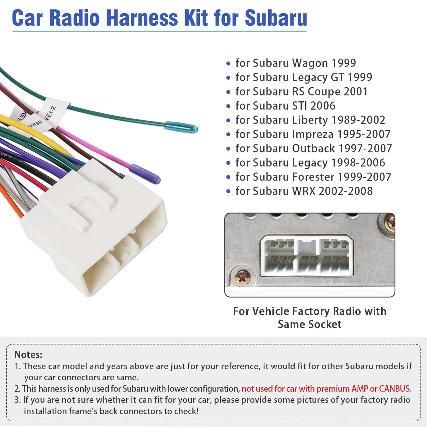 16Pin-14Pin Android Radio Wiring Harness Replacement for Subaru Outback Forester Liberty Legacy Impreza WRX,Aftermarket