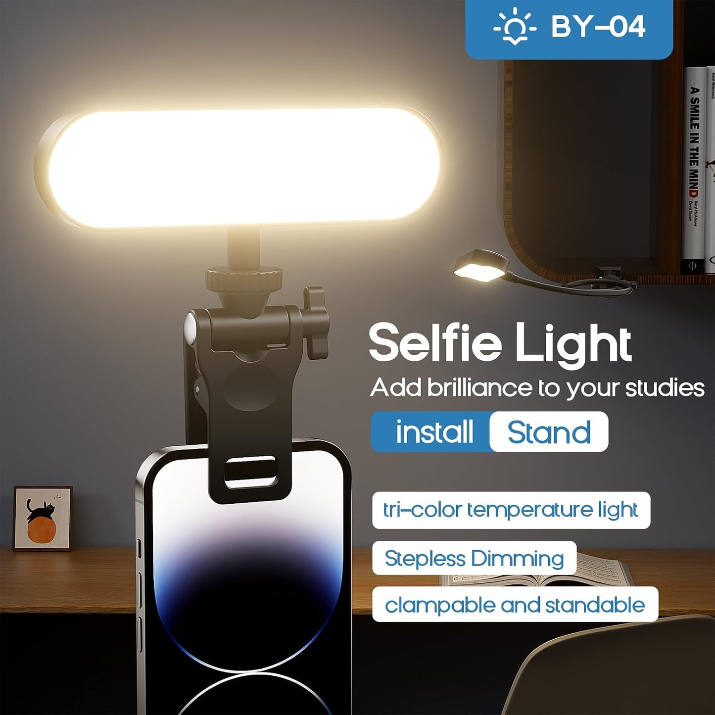 Amcuke 360 Video Conference Lighting,Rechargeable LED Streaming Light, Rotatable Zoom Lighting for Computer,Eye Caring
