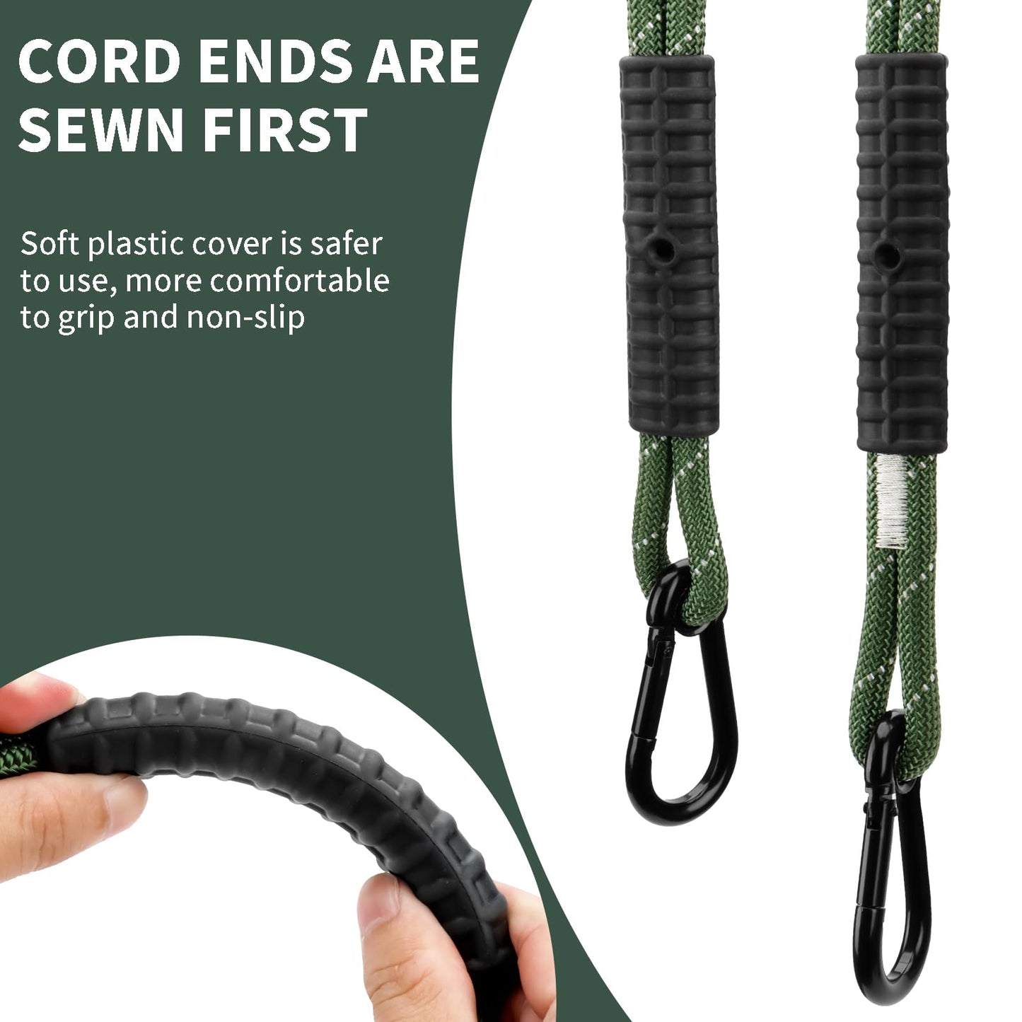 Heavy Duty Tree Swing Ropes, Hammock Tree Straps Hanging Kit, for Outdoor Swings Hammock Playground Set Accessories (1.75ft,21",Green,2Pack)