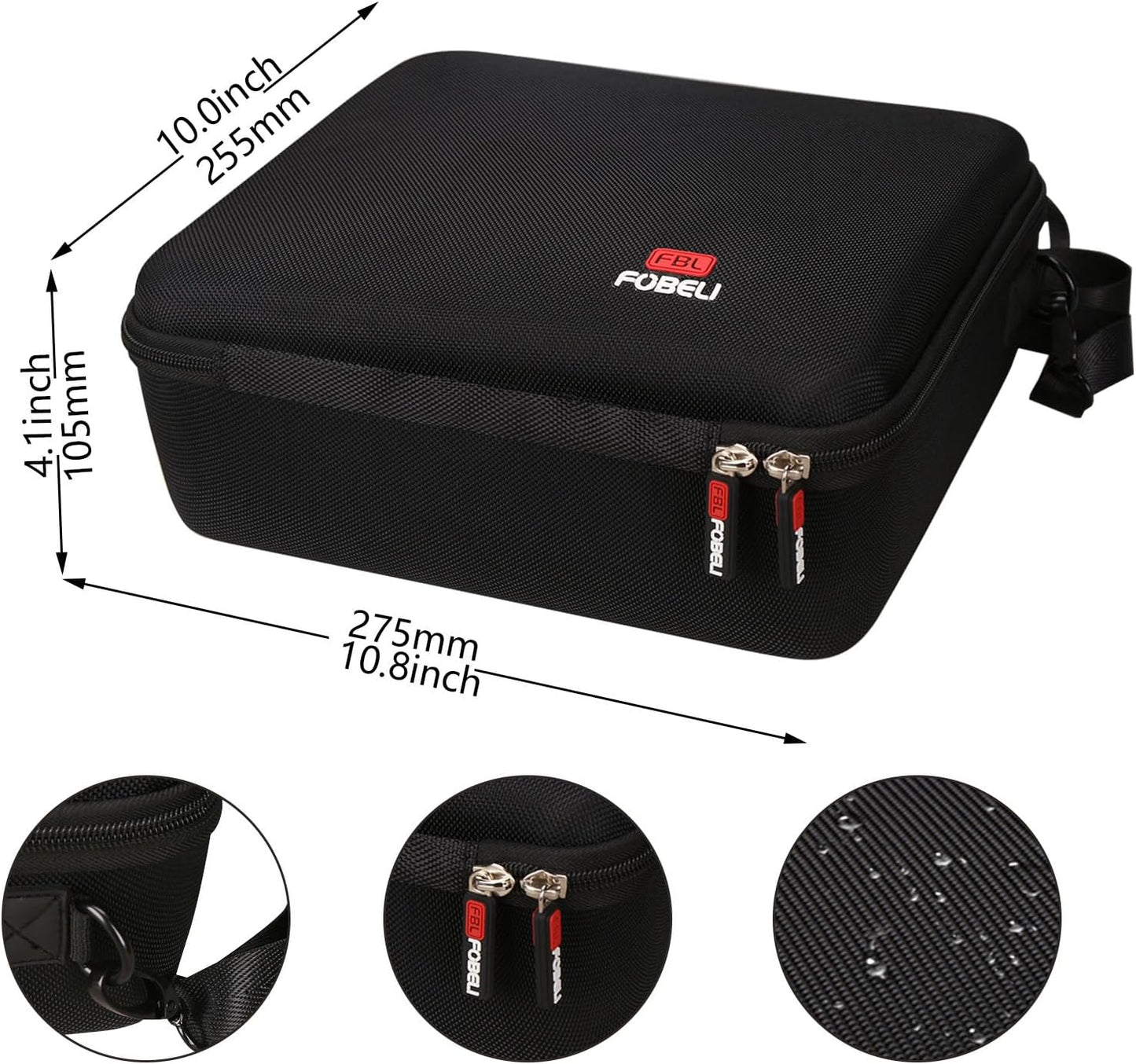 C10 10.8x10x4.1 Inches, FBLFOBELI Hard Carrying Projector Case Compatible with HOMPOW Mini Projector, Fits Most Major