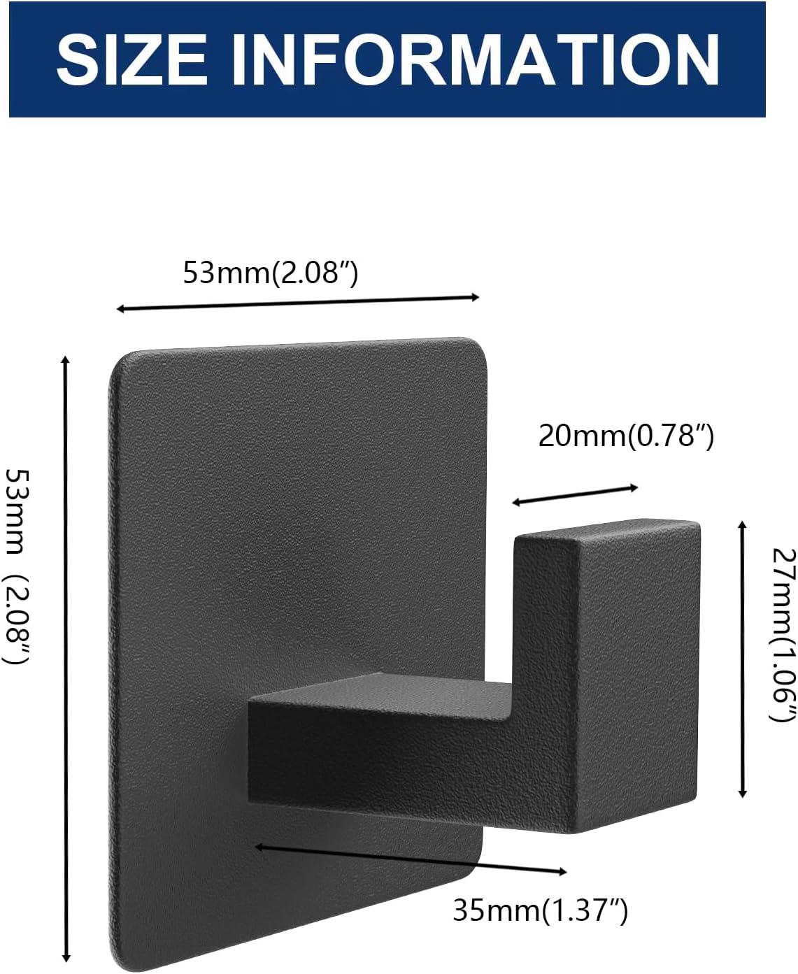 VAEHOLD Heavy Duty Adhesive Towel Hooks - 4 Pack Aluminum Wall Hooks for Kitchen & Bathroom (Black)