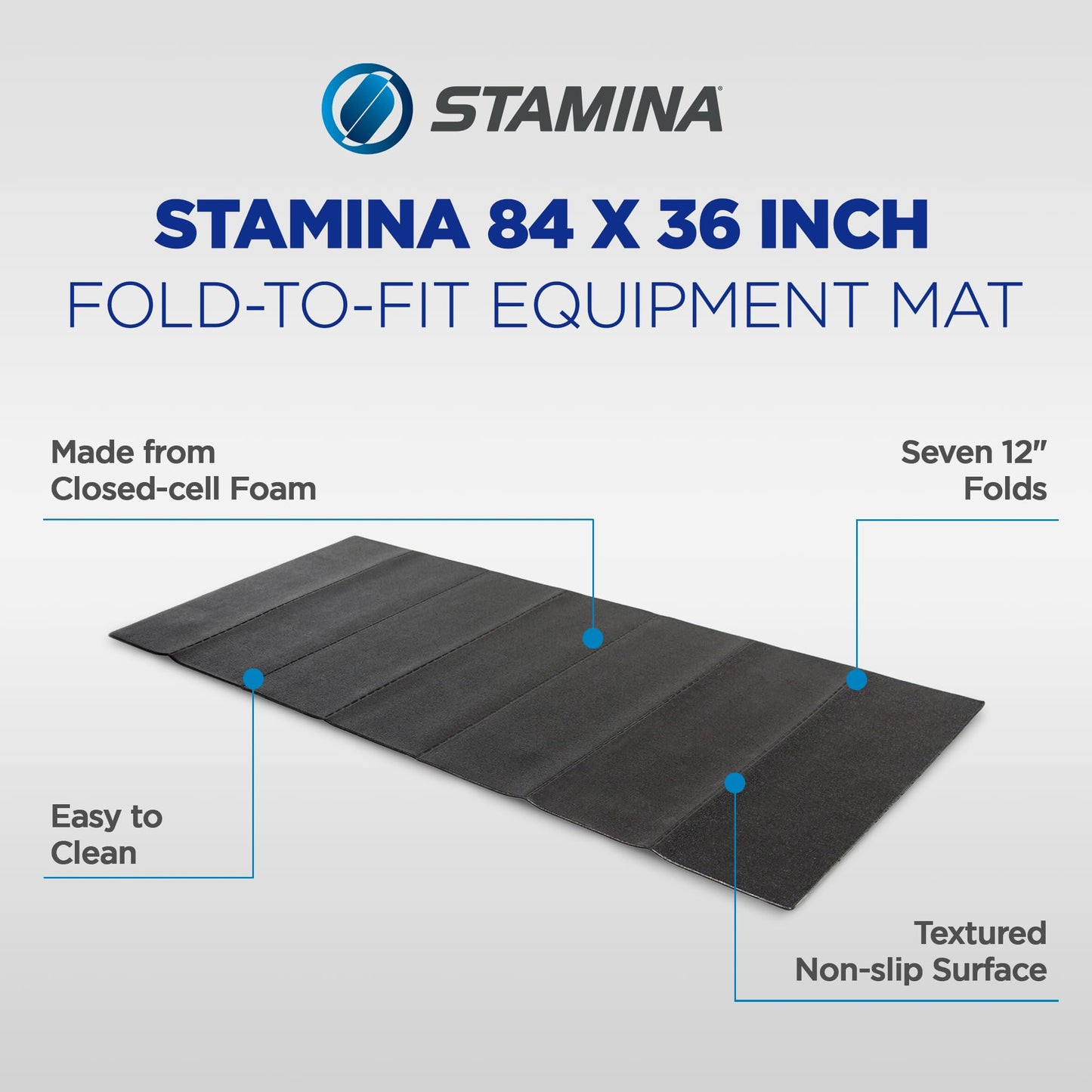 Stamina Fold-to-Fit Folding Equipment Mat (84-Inch by 36-Inch), Black
