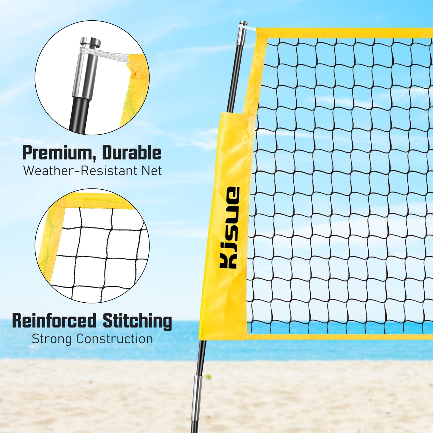 Freestanding Volleyball Net Set for Backyard - 12FT Portable Outdoor Volleyball Net Training Equipment with Soft Volleyball, Pump, Boundary Mark and Carry Bag for Park, Beach Games, Volleyball Sports