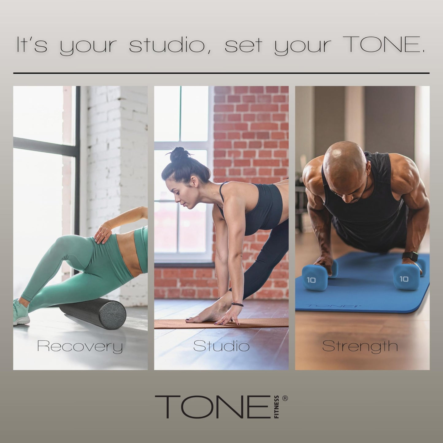 Tone Fitness Stability Ball / Exercise Ball | Exercise Equipment, Blue, 65 Centimeters