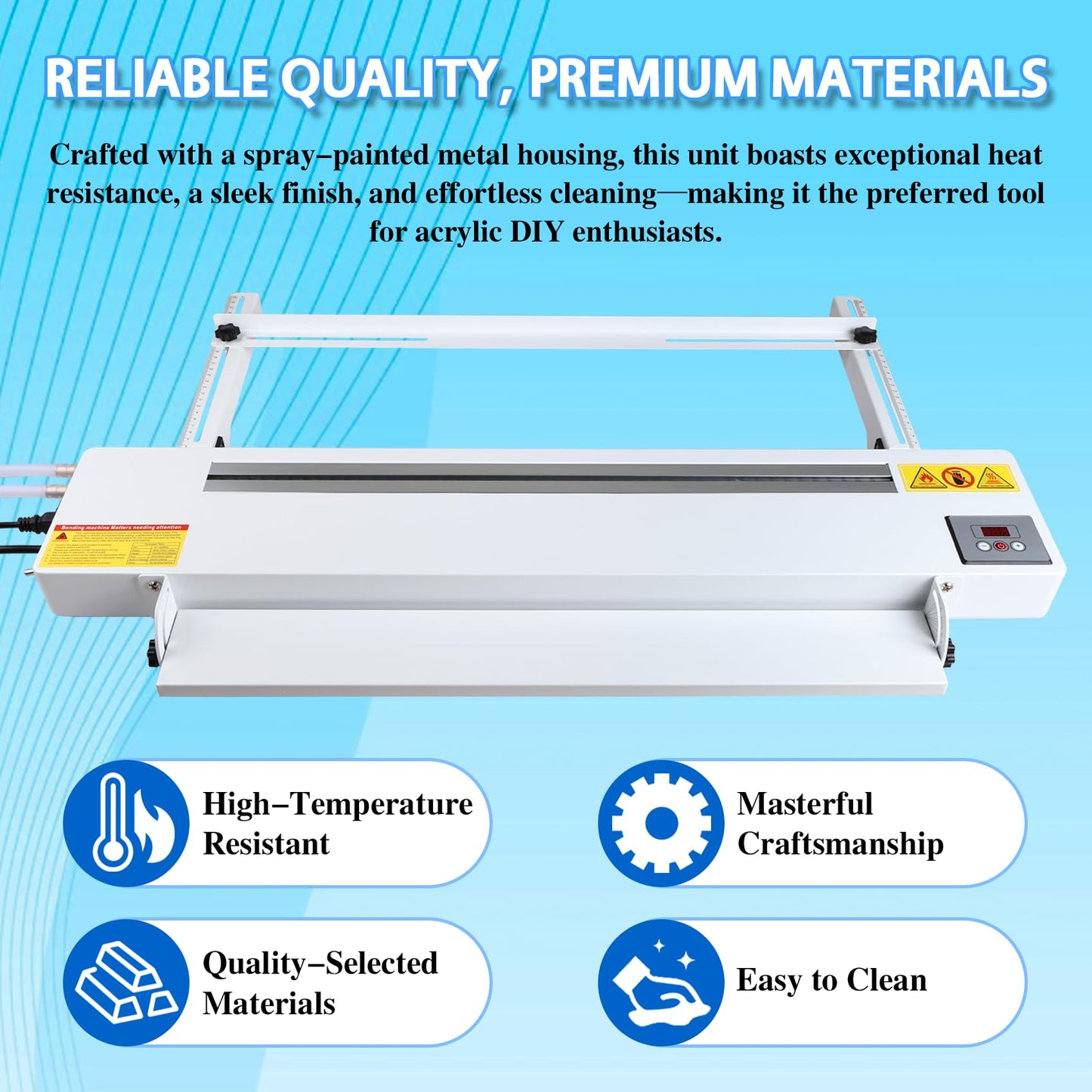 Digital Acrylic Plastic Bender, 24inch Acrylic Bending Machine with Adjustable Length&Angle, Acrylic PVC Plastic Bender with Spare Heating Wire, 60cm Acrylic Strip Bender Heater, 0-100℃, 110V