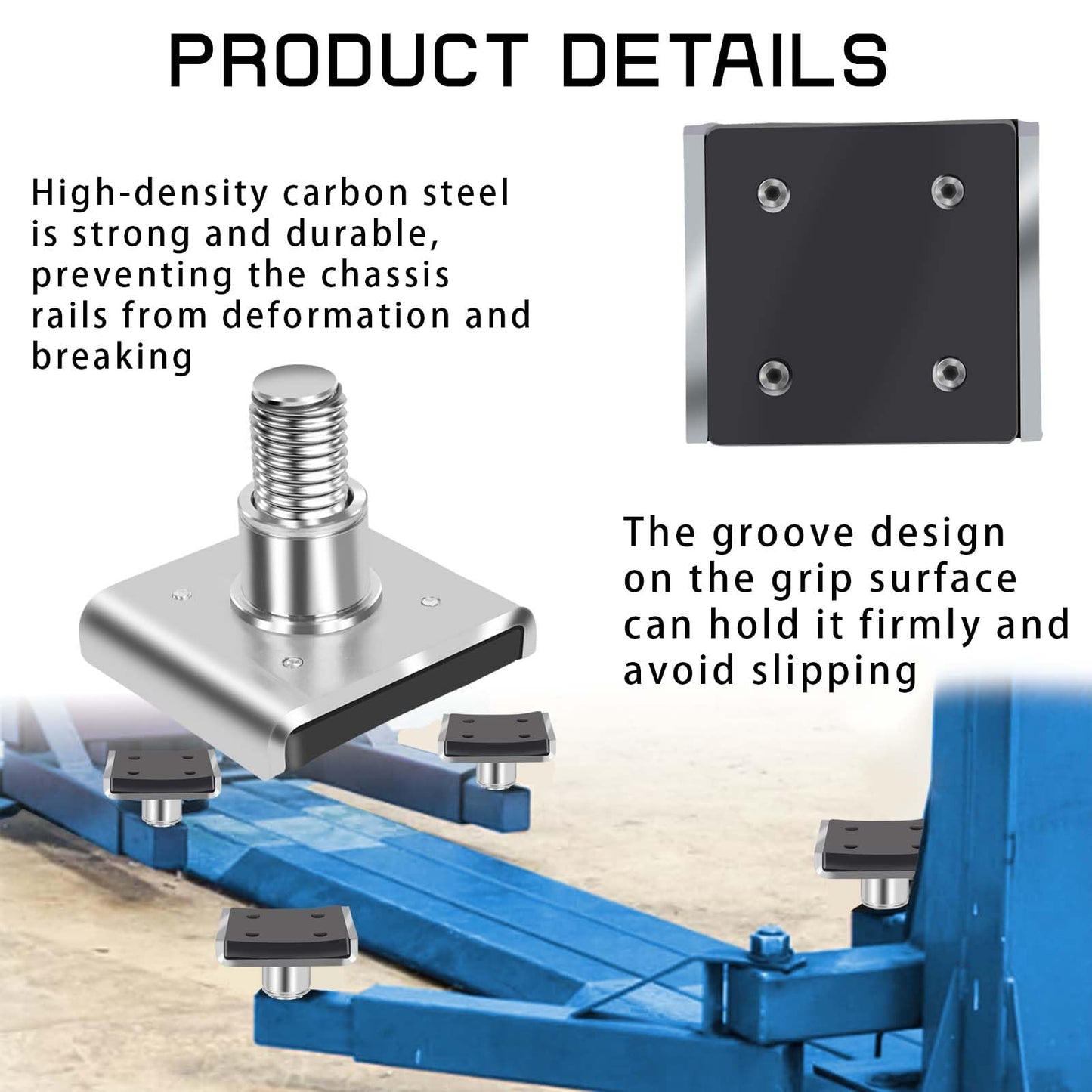 gjkldcvb 4 Pack Truck Adapter for 2 Post Lift, Hot Dipped Galvanized Steel Lift Pads for Auto/Car/Vehicle, Auto Lift Spin-Up Frame Adapter, Truck Adapter Kit