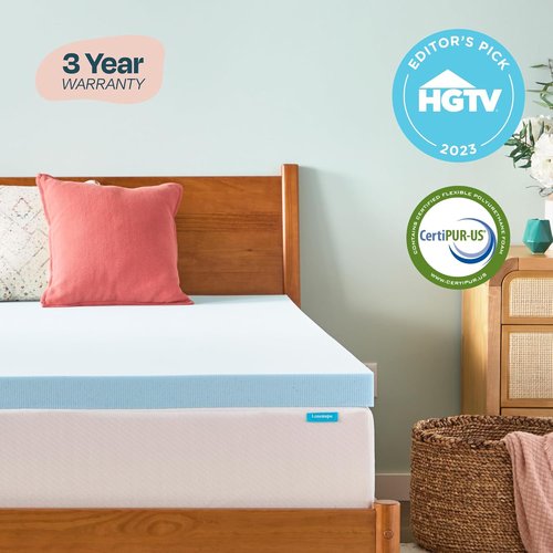 Linenspa Gel Infused Memory Foam Mattress Topper - 3 Inch Ventilated & Washable Cover | Full XL