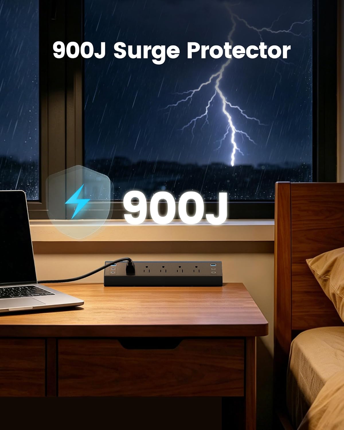 SURAIELEC 5 40W 4 20W 2 900J 1.97 45 6 Desk Clamp Power Strip with Outlets, Total Fast Charging Station, PD USB-C