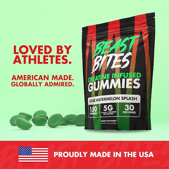Creatine Infused Gummies - 5g Creapure Creatine Monohydrate Per Serving - NSF Certified for Sport - 30 Servings