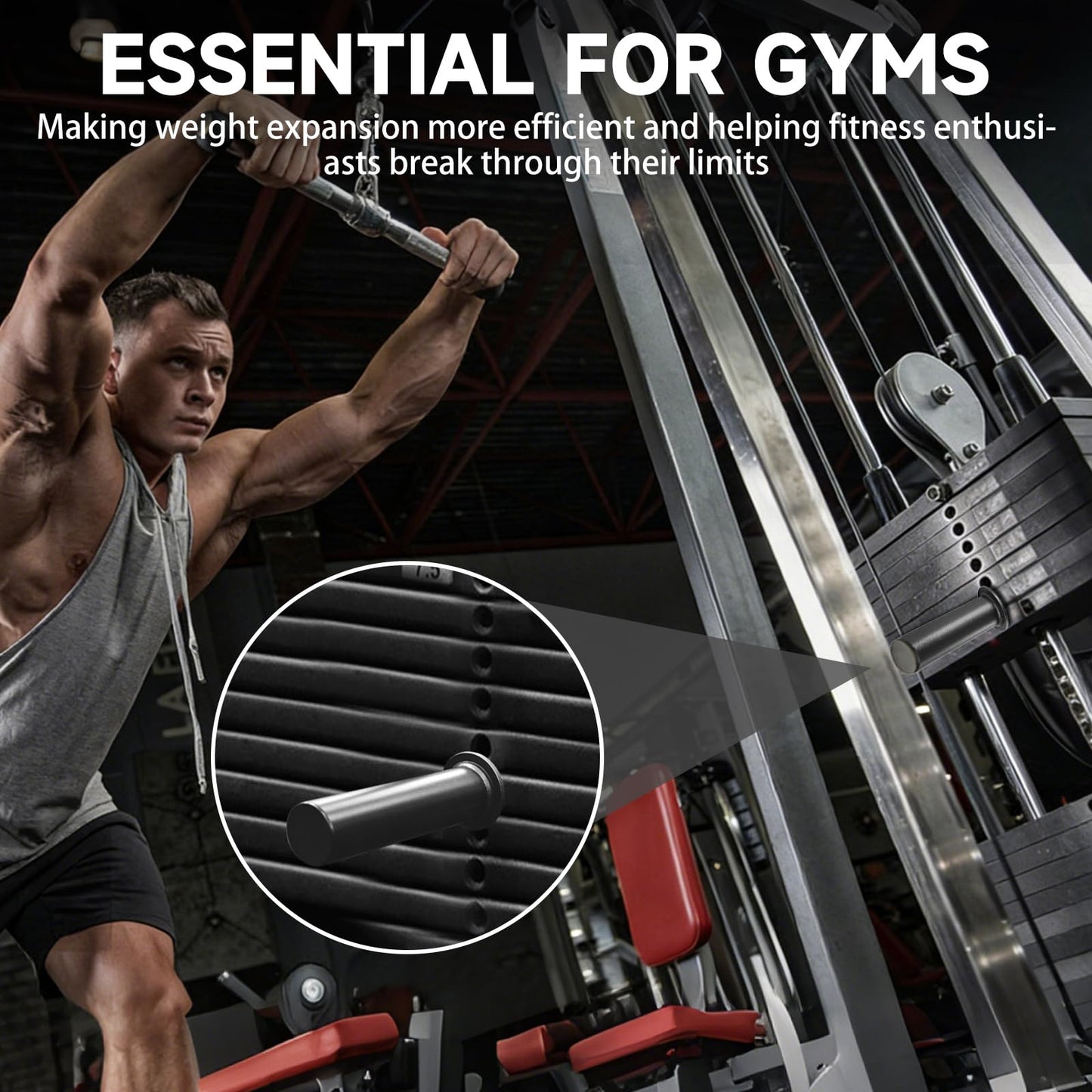 LDHHYH 2 Pack Gym Pin with Spring Clip Collar, Weight Stack Pin Extender, Gym Pins for Weight Stack Machine, Weight Pins for Weight Stack, Strength Training Equipment for Commercial Gym and Home Gym