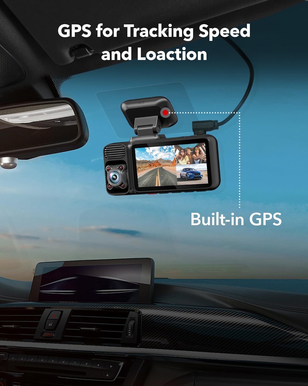 REDTIGER F17 Adhesive Mount Dash Cam with GPS Module