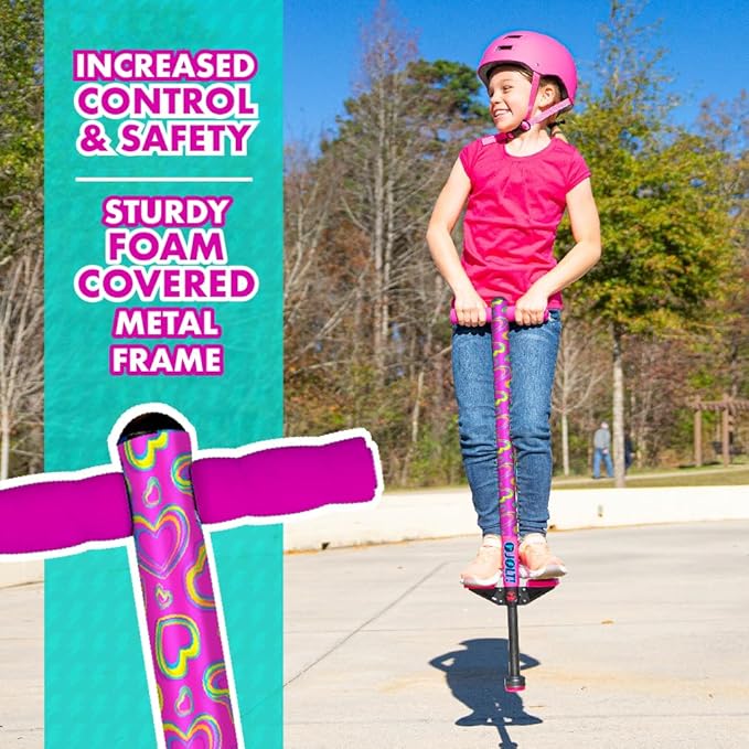 Flybar Jolt Pogo Stick for Kids Ages 6 and Up, 40 to 80 Pounds, Perfect for Beginners, Easy Grip Foam Handles, Anti-Slip Foot Pegs, Outdoor Jumper Toys for Boys & Girls, Outside Toys for Kids