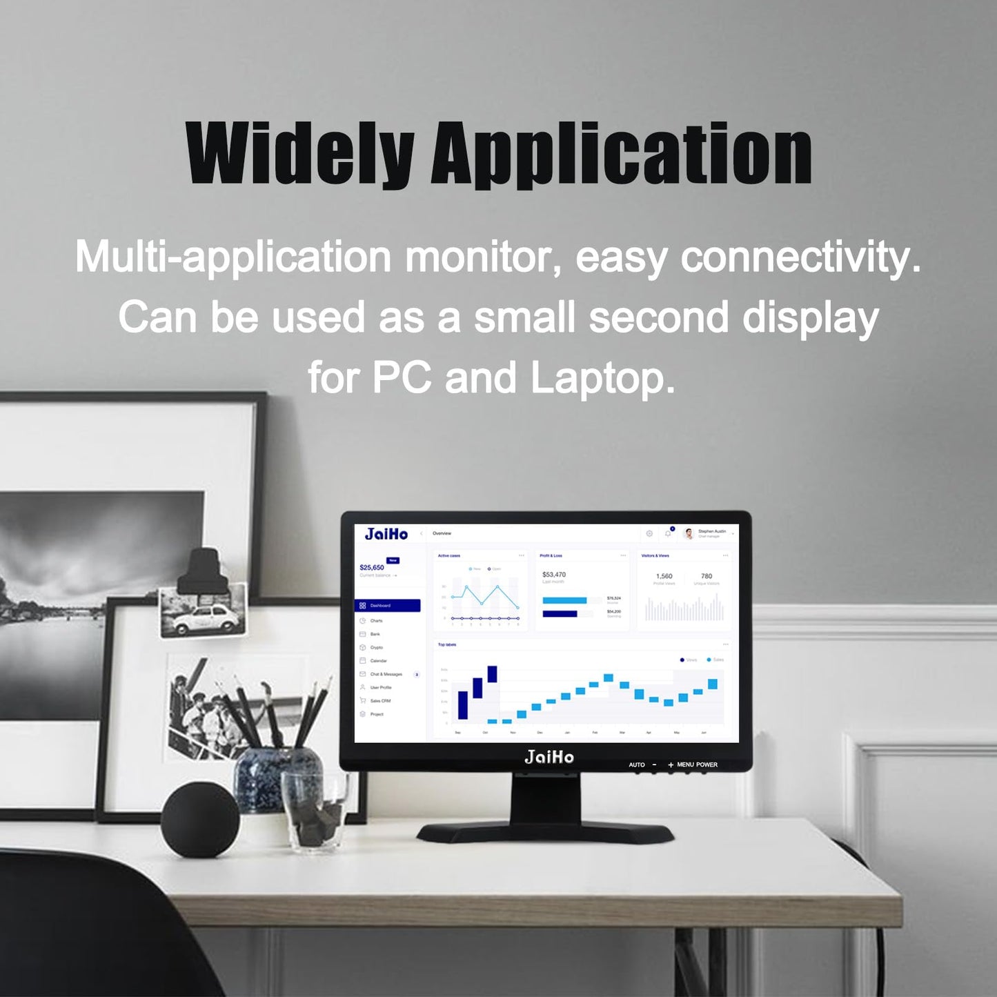 JaiHo 15.6-Inch Professional Security Monitor, 1920x1080P CCTV Screen with Metal Housing, BNC HDMI VGA AV USB, Industrial Display for DVR NVR System, 24/7 Reliable Security Surveillance