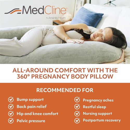 MedCline Pregnancy Pillow - Full Body Maternity Support for Side Sleepers | Comfortable Memory Foam & Removable Cover