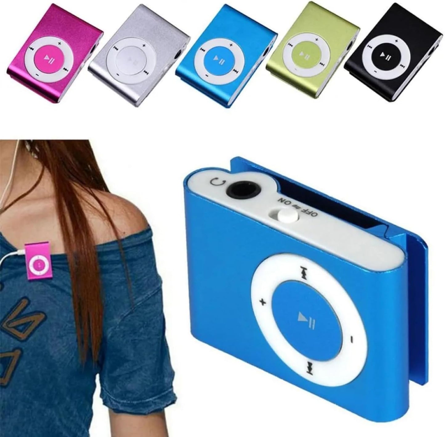 JINPIAOPIAO MP3 Clip On Player with Expandable Memory Slot High Fidelities Sound Builtin Battery for Music On The Go